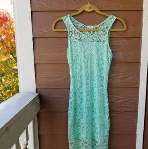 Final Mint Green floral Bodycon Lace dress